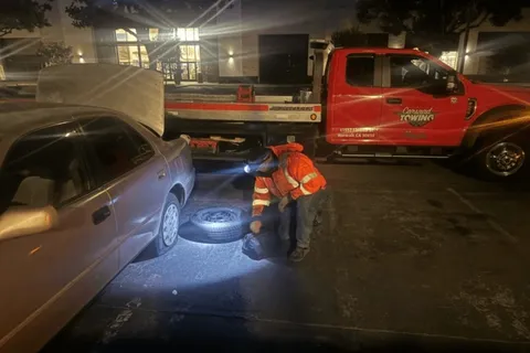 Tire change by Carsaad Towing