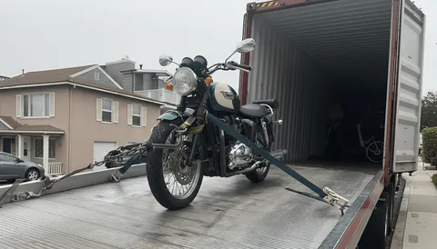 Motorcycle being towed on tow truck in Pico Rivera California