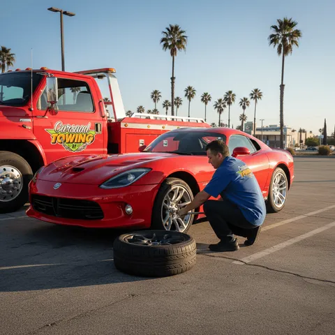 Tire change in Los Angeles, CA by Carsaad Towing