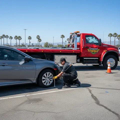 Tire change in Los Angeles, CA by Carsaad Towing, photo 2