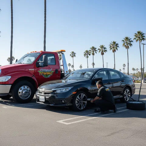 Tire change in Los Angeles, CA by Carsaad Towing, photo 3